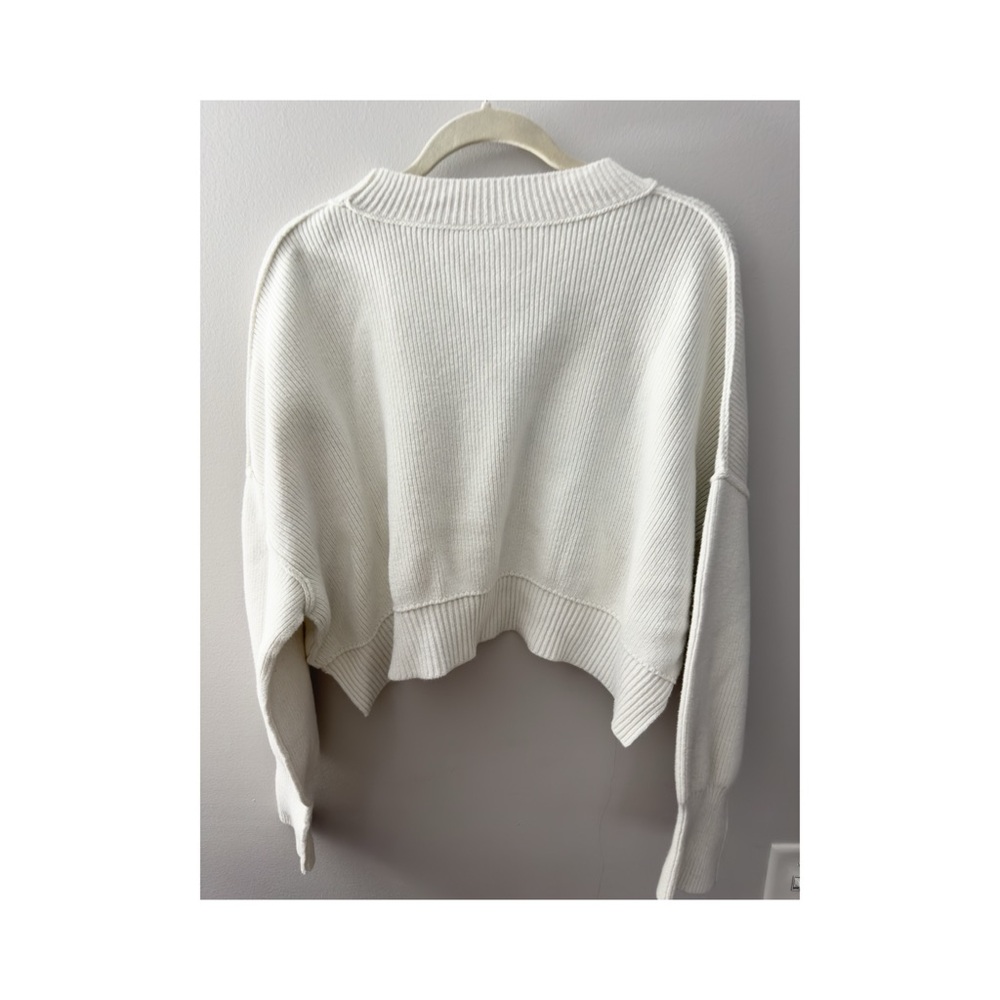 Free People Cream Cropped Crew Neck Sweater - Picture 3 of 4